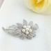 SELOVO Women Girls Silver Gold Plated Base Shinning Cubic Zirconia Pearl Flower Sparkle Brooch